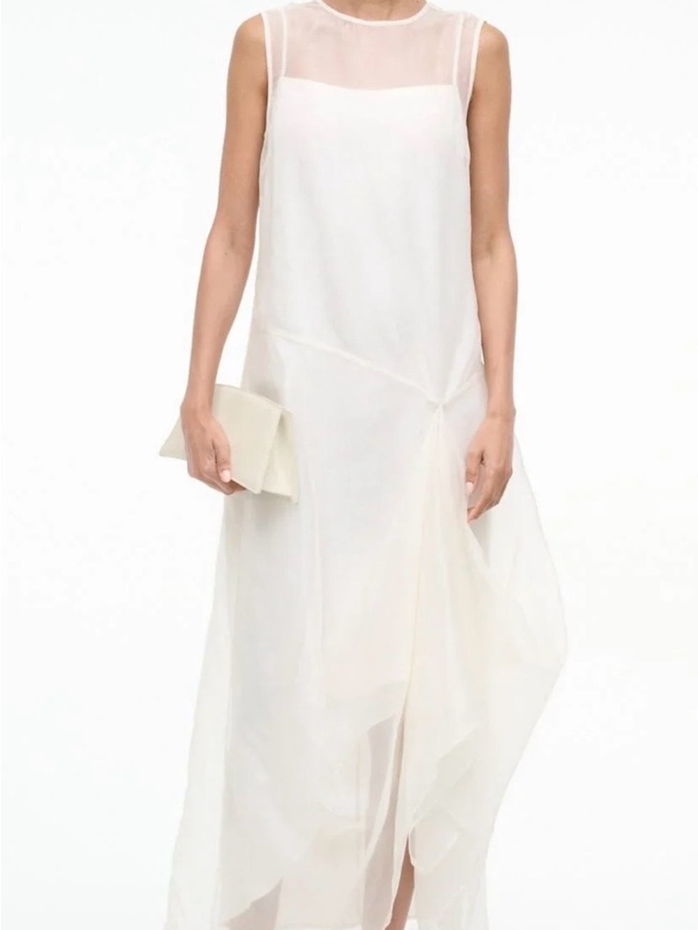 STAUD Sheer Ivory Maxi Dress